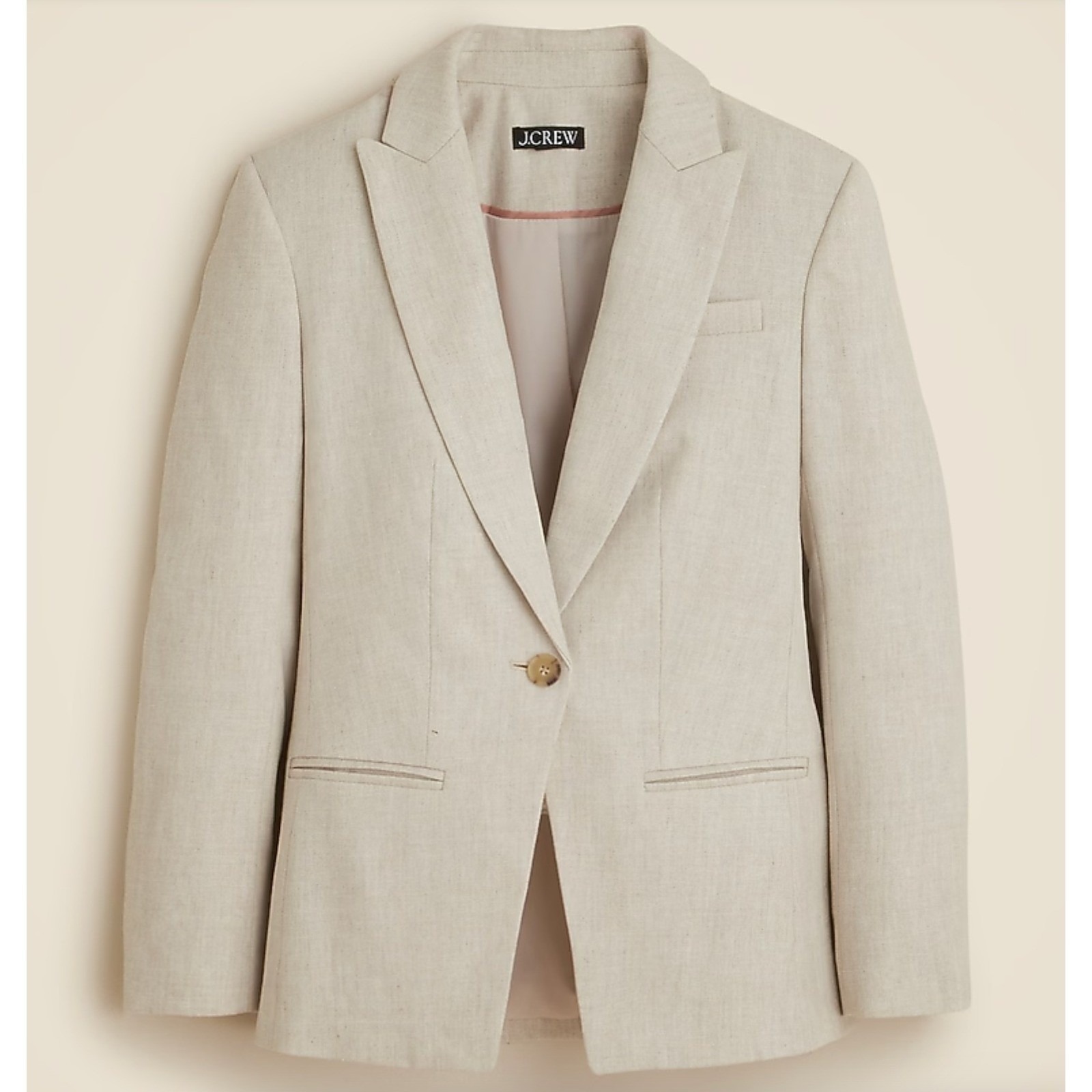 J. Crew Alexandra Blazer In Stretch Linen Blend In Cream Sz 2p
